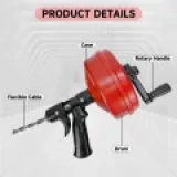 Heavy Duty Drain Snake Auger Manual/Electric 5-10m Length Pipe Dredging Machine Quickly Double Mode Drain Clog Remover Kitchen Sink
